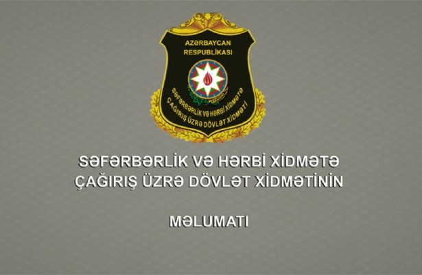 Səfərbərlik və Hərbi Xidmətə Çağırış üzrə Dövlət Xidməti çağırışçılara müraciət edib