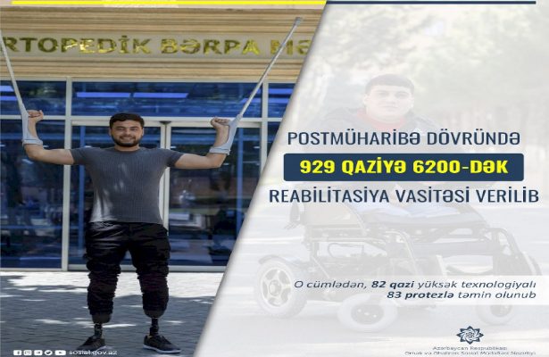 Postmüharibə dövründə 929 qaziyə 6200-dək reabilitasiya vasitəsi verilib