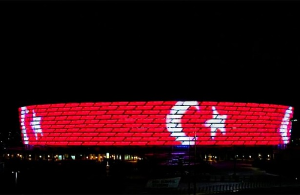 Bakı Olimpiya Stadionu Türkiyə bayrağı ilə işıqlandırılacaq