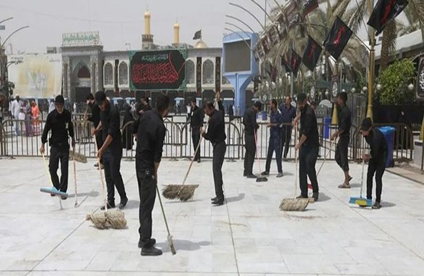 Milyonlarla insanın iştirak etdiyi Aşura mərasimindən sonra Beynəl-Hərəmeyn yuyulub Foto/Video