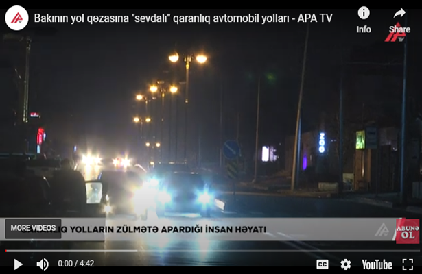 Bakının yol qəzasına “sevdalı” qaranlıq avtomobil yolları – Video