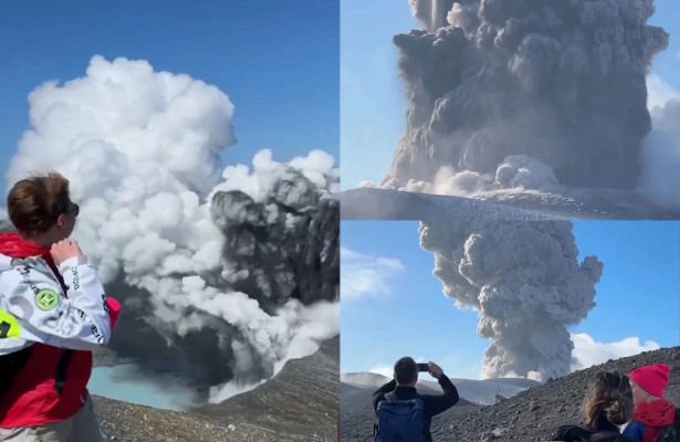 Kuril səyahətçiləri Ebeko vulkanında tarixi anı lentə aldılar – Video