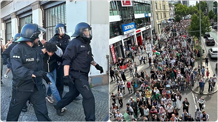 Berlin-də Fələstin tədbirinə polis müdaxiləsi: Etirazçılar zorakılığa məruz qaldı! (Video İzlə)